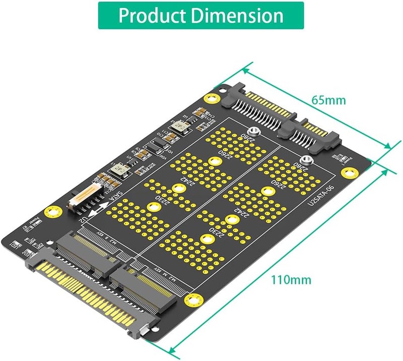 Mustpoint New Version 2 in 1 Combo M.2(NGFF) NVME PCI-E SSD to U.2 SFF-8639 ＆M.2(NGFF) SATA SSD to SATA Adapter - Image 5